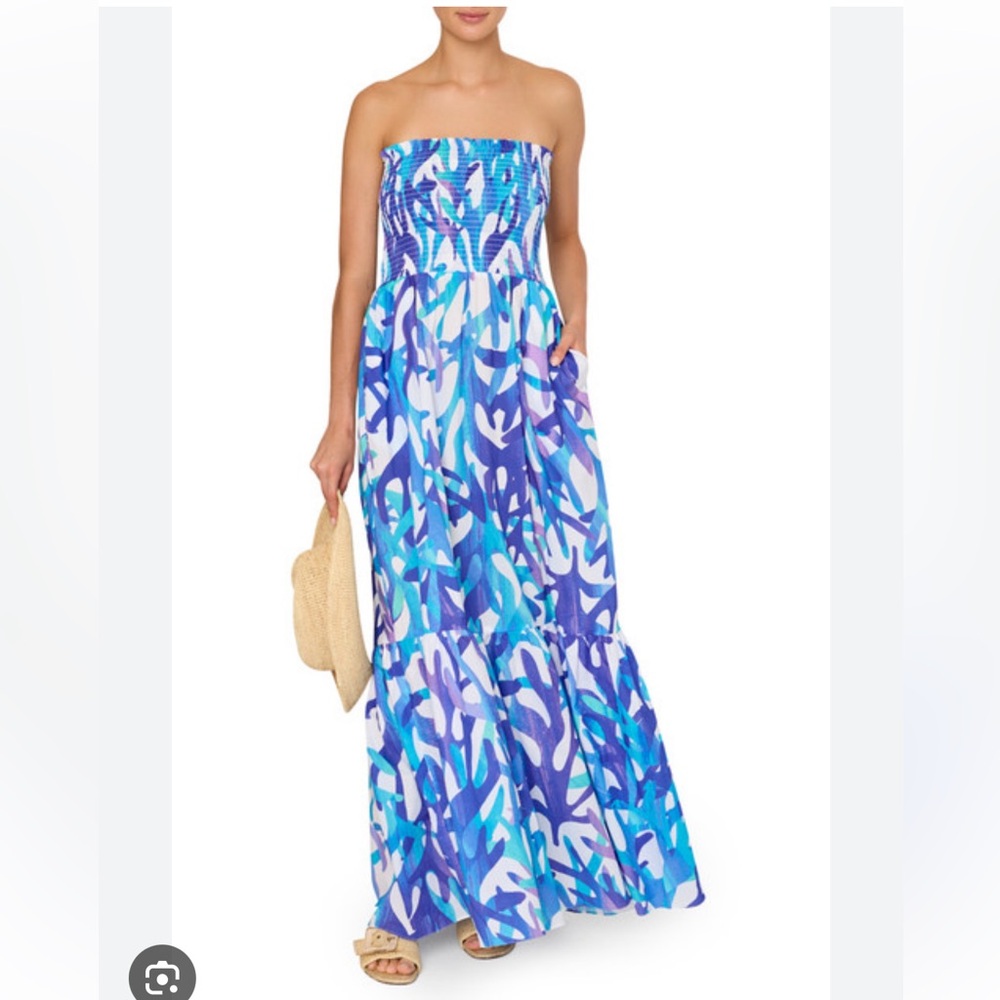 Milly Olen Under the Sea print Strapless Dress